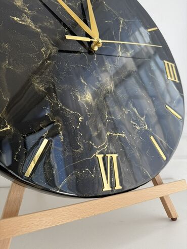 Часы для дома: Настенные часы ручной работы на заказ в стиле «черный мрамор» с — 14