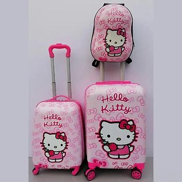 Rančevi, torbe i koferi: Pink kofer za decu sa motivom Hello Kitty, idealan za putovanja. Kofer — 2
