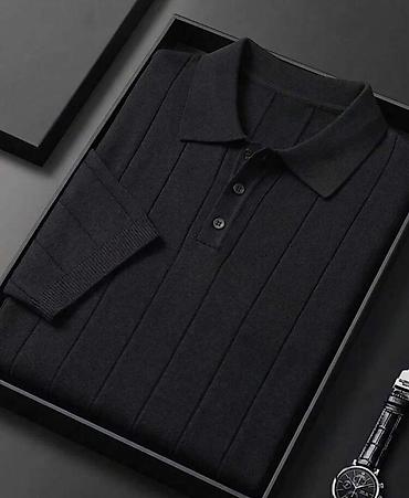 Polo köynəklər: S;M;L;XL Kişilər üçün qara trikotaj polo köynək - Model: qısaqol — 2