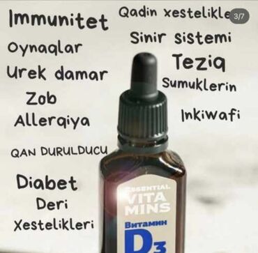 sink vitamini: D3 vitamini usag ve boyukler ucun! 30 ml/200 000 ME Витамин Д3 для