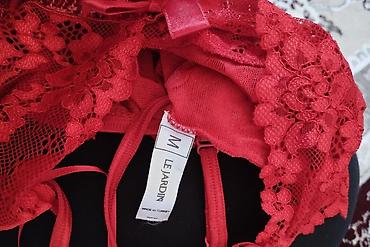 Женская одежда: Qırmızı atlas qadın pijama dəsti - Material: parıltılı atlas/saten — 2