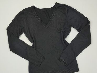 czarne t shirty damskie w serek: Sweter, S, stan - Dobry