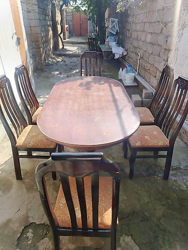 müdir masası: Ağac yemək dəsti – oval masa və 6 stul - Material: massiv ağac — 1
