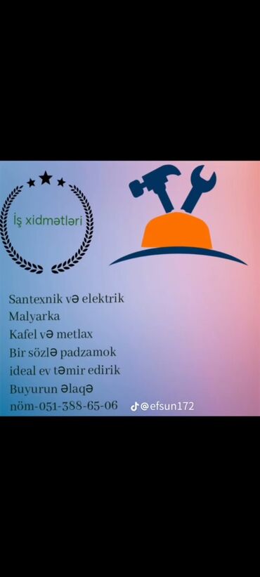 Укладка плитки: Evlərin təmiri üçün santexnik, elektrik, malyarka, kafel və metlax