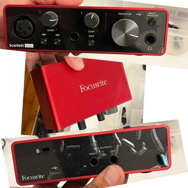 Звуковое оборудование: Focusrite Scarlett solo 3rd gen audio interfeysi, kompakt qırmızı
