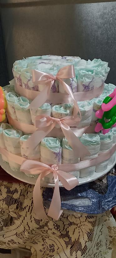 diş tortu: Üçmərtəbəli “pampers tortu” – yeni doğulan körpə üçün dekorativ və — 3