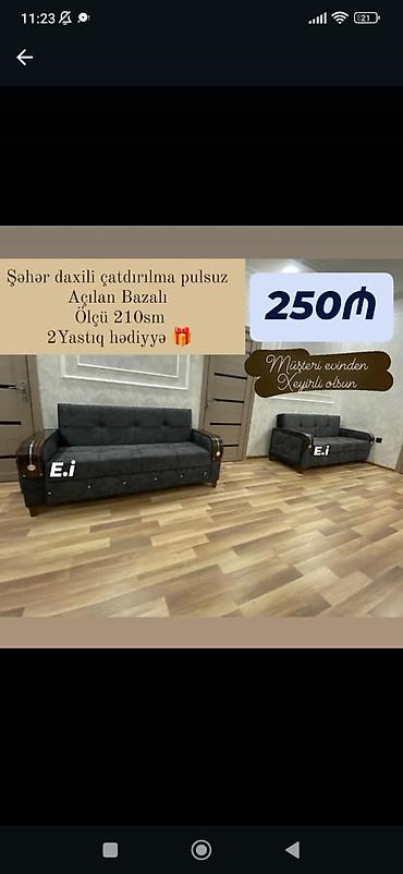 kalistamon agaci: Açılan-bazalı divan - Ölçü: 210 sm - Rəng: tünd boz (şam ağacı rəngli — 1