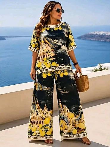 versace mindjuse: Komplet tunika i pantalone sa mediteranskim printom. -Ravna,šira — 2