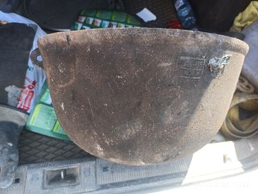 Aş qazanı: İşlənmiş, Aş qazanı, rəng - Boz, Çuqun, 30 sm, SSRİ — 2