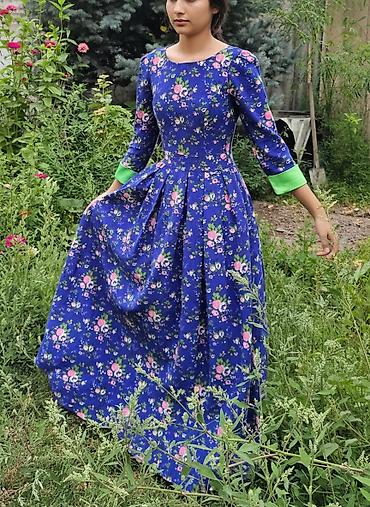 Вечерние платья: Вечернее платье, Пышное, Длинная модель, Велюр, С рукавами, S — 1