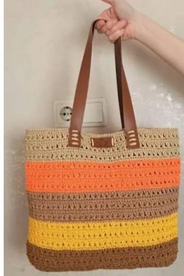 Çantalar: Rəngli toxunma çanta, unikal əl işi, təzə - Material: qalın ipliklə — 1