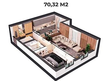 2комнат: 2 комнаты, 72 м² — 2