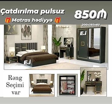 mebel alan usta: Yataq otağı mebel dəsti • Komplekt: 2 qapılı şkaf (güzgülü), çarpayı — 1