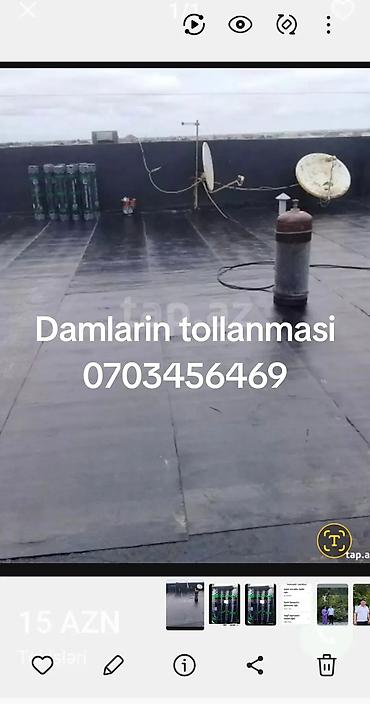 alçıpan tavan modelleri: Xidmət: Damların tol ilə izolyasiyası (mastika və rulon materialla) — 1