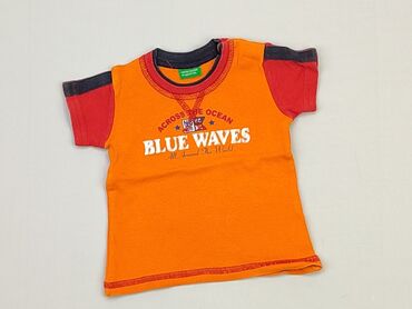 pomarańczowa koszulka dla dziewczynki: Koszulka, Benetton, 3-6 m, stan - Dobry