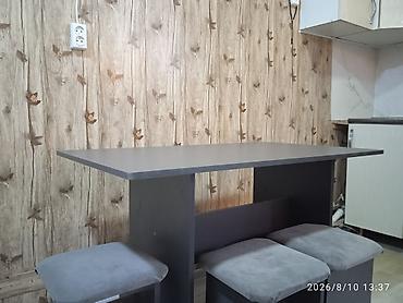 silver kitchen: Кухонный стол и стул, Б/у, цвет - Серый — 3