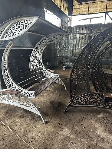 качаля: Садовые качели Металл, Со спинкой, С крышей — 5