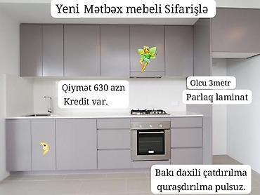 mətbəx dolab: Sifarişlə mətbəx dəsti, Parlaq laminat, Kredit var — 1