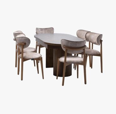 Masa və oturacaq dəstləri: Mətbəx üçün, Açılmayan, Oval masa, 6 stul — 1