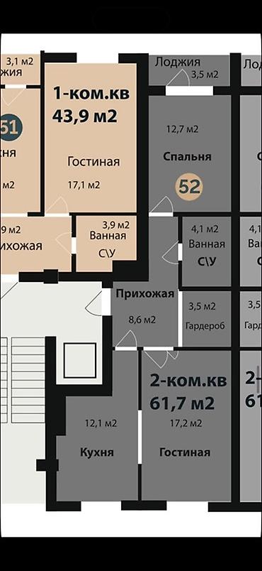 продаю 2х ком квартира: Продаётся 2 - комнатная квартира площадью 61.7 м² в новом — 1