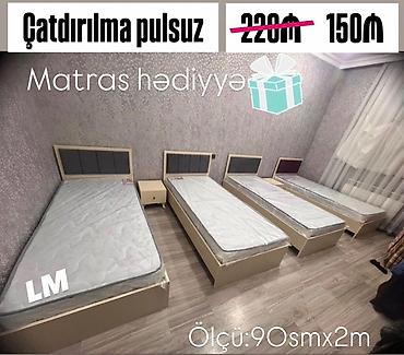 Çarpayılar: Tək nəfərlik çarpayı dəsti - Ölçü: 90 sm x 2 m - Başlıq hissəsi — 1
