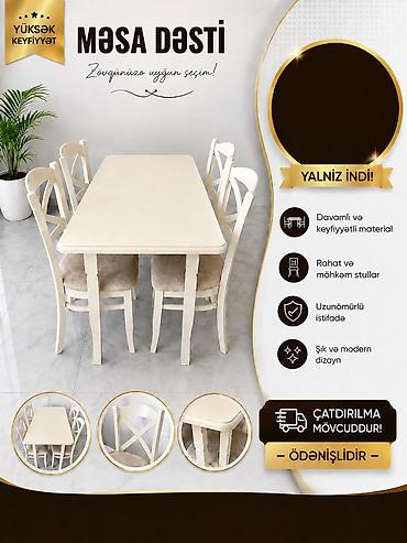 stol stul kuxna: Qonaq otağı üçün, Yeni, Yumru masa, 4 stul — 4