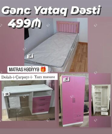 otaq qaplari: Qız üçün, Yeni, Təknəfərlik çarpayı, Yazı masası, Dolab