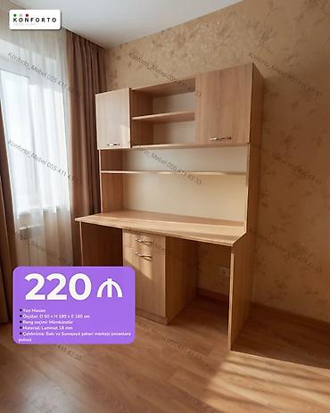 Mebel: Düz masa, Stulsuz, Polkalı, Siyirməli, Sadə laminat — 1