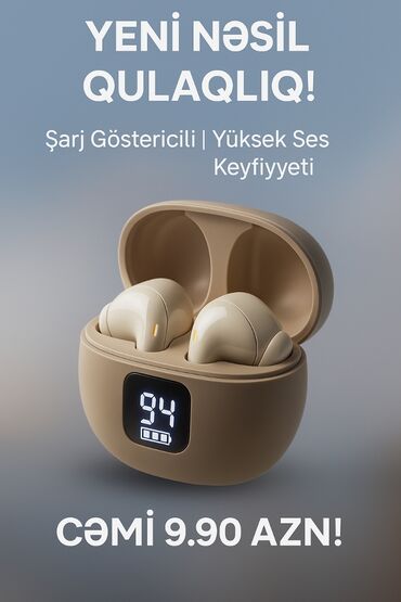 mikro nausnik satilir: Yeni Simsiz (Bluetooth) Qulaqcıqlar, rəng - Bej