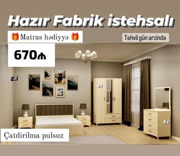 işlənmiş yataqlar: *Yataq Dəsti / Yataq otağı mebeli 670Azn💥* ✔️Matras hədiyyə ✔️Rəng