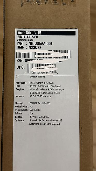 redmi original adapter: Yeni Acer Nitro, 15.6 ", Intel Core i9, 512 GB, Ünvandan götürmə, Pulsuz çatdırılma, Ödənişli çatdırılma — 8