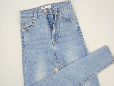 spodnie jeans w kwiaty: Bershka, XS (EU 34), condition - Very good