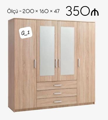 kitab skafi: Geniş geyim dolabı - Ölçü: 200 × 160 × 47 sm (şəkildə göstərilib) - — 1
