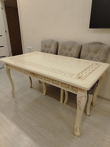 massiv parket: Klassik üslubda yemək otağı dəsti - Dəst: uzun düzbucaqlı stol + — 2