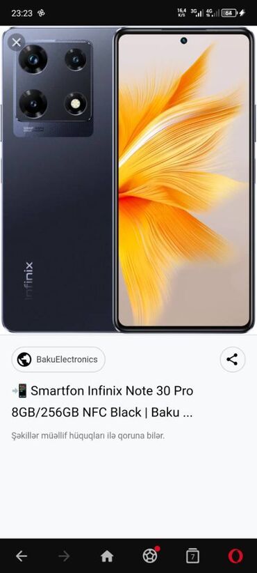 samsung note 11: Infinix Note 30 Pro, 256 GB, rəng - Qara