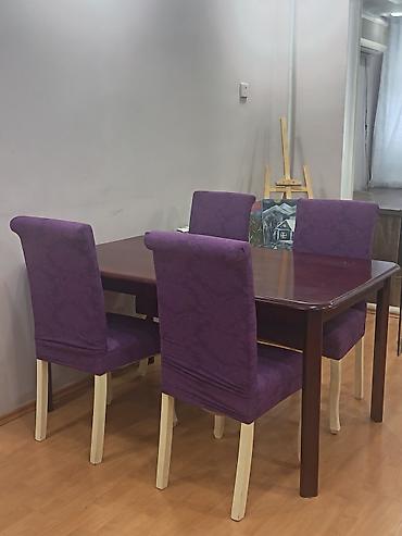 Yemək masası və 4 ədəd stul dəsti. - Masa: düzbucaqlı formalı, tünd