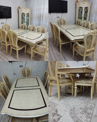 ev ucun stol stul: Qonaq otağı üçün, İşlənmiş, Dördbucaq masa, 8 stul, Malayziya