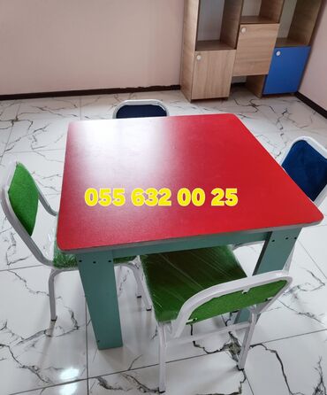 Ofis dəst mebeli: Məktəbli partalari Şagird oturacaqları və masalar Şagird stol stul — 12