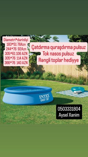 velosiped kreditlə: İntex Easy Set markalı, şişmə hovuz. Ailənizlə birlikdə yay günlərində