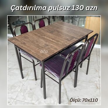 TV altlığı: Restoran, kafe, bağ, mətbəx və s üçün masa destleri Masa + 4 Stul