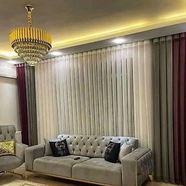 sintepon material: Model pərdə – üçqat qatlama effektli, yuxarıdan relsli karnizə uyğun — 10