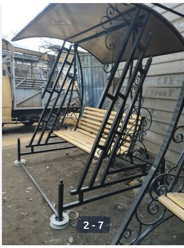 Садовые качели: Садовые качели Металл, Со спинкой, С крышей — 5