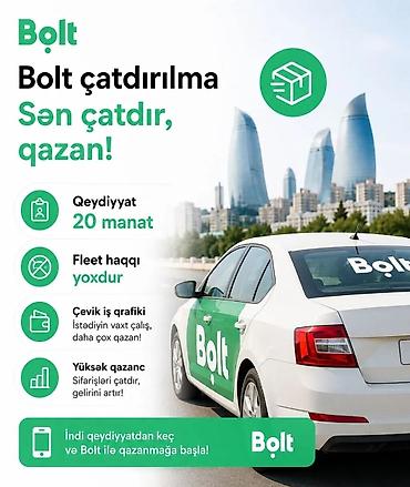 bolt sahibkar: Sürücü-kuryer tələb olunur, Şəxsi nəqliyyat vasitəsi ilə, İşəmuzd ödəniş, Təcrübəsiz — 1