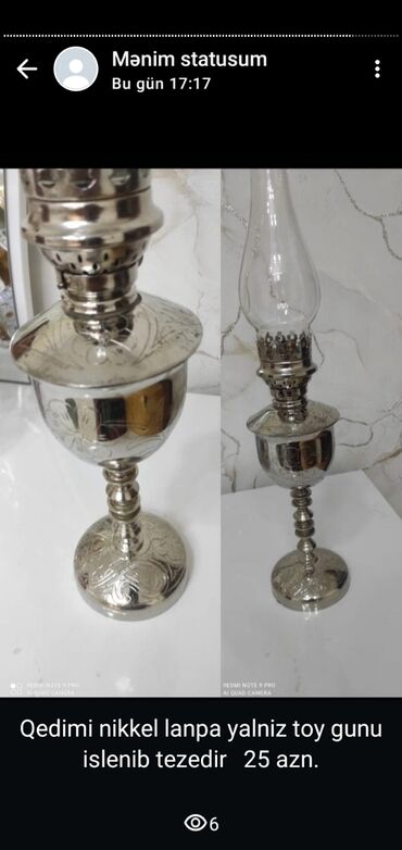 divar lampaları: Qedimi nikkel bezekli lanpa bir defe toy gunu islenib tezedir 25 azn