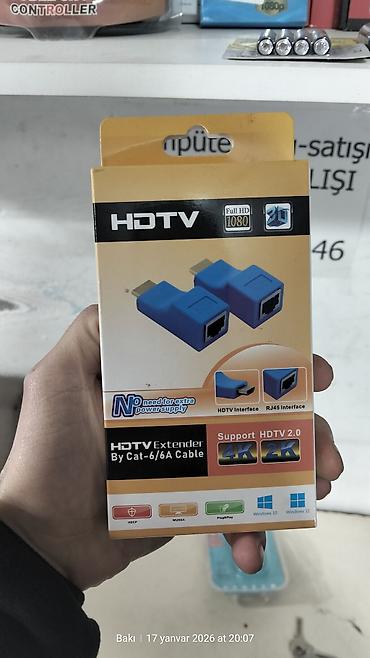 hdmi av: Məhsul: HDTV Extender (HDMI – RJ45 adapter dəsti) Təsvir: - HDMI — 2