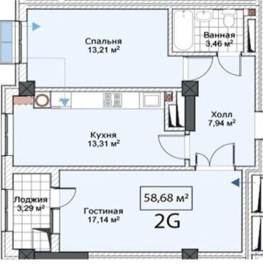 Продажа квартир: 2 комнаты, 59 м², Элитка, 5 этаж, ПСО (под самоотделку)