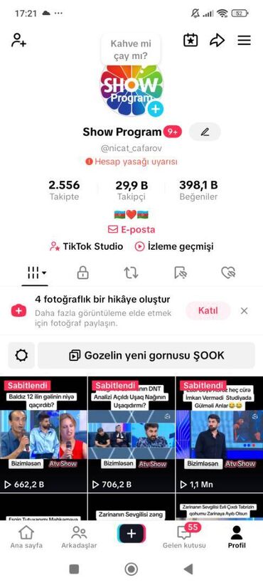 продажа бу вещей: Tiktok hesapi satilir eeal 30 min takipcisi var real alicilar yazsin