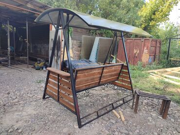 Садовые качели: Садовые качели Металл, Со спинкой, С крышей — 8