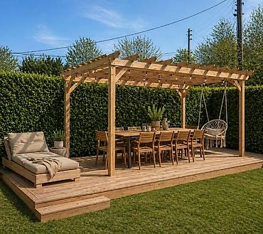 Sifarişlə digər bağ mebeli: Açıq məkan üçün taxta pergola - İstifadə sahəsi: həyət, bağ, teras — 8
