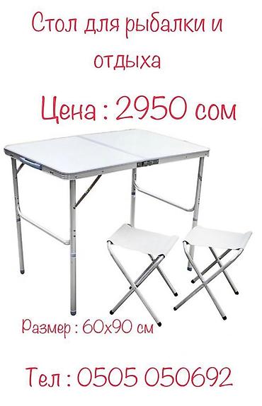 пл: Стол раскладной 
Размер 60х90см
Комплект 2 стула — 3